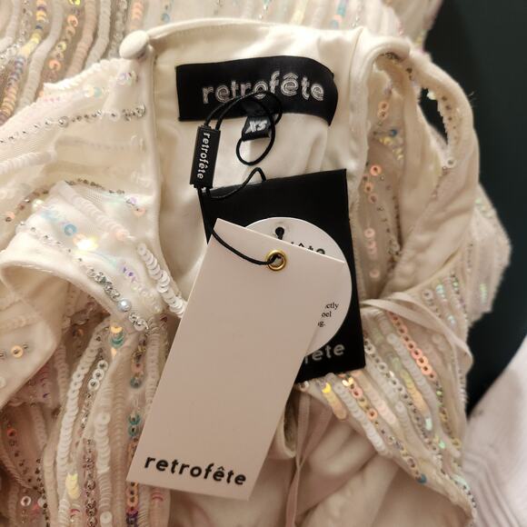 Retrofete Millie Dress in Geo White Sequin Size XS NWT Cutout Sleeveless Maxi - Picture 11 of 13